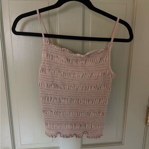 Tan Smocked Cotton Crop Top